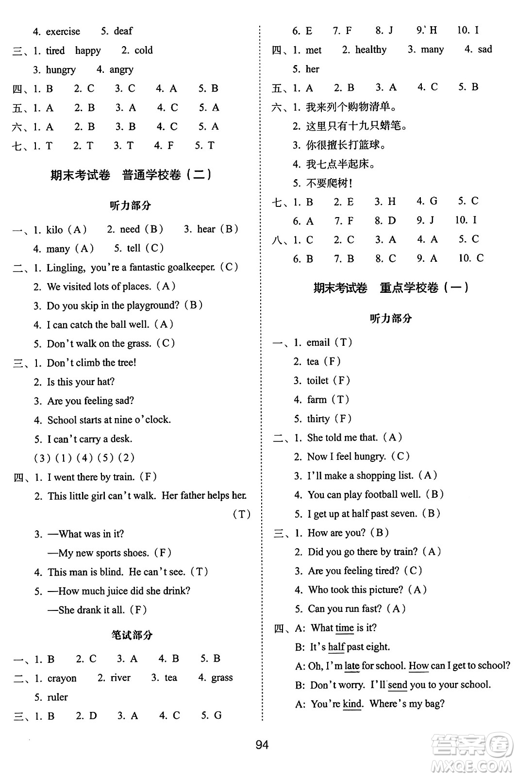 長春出版社2024年秋68所期末沖刺100分完全試卷五年級英語上冊外研版三起點(diǎn)答案