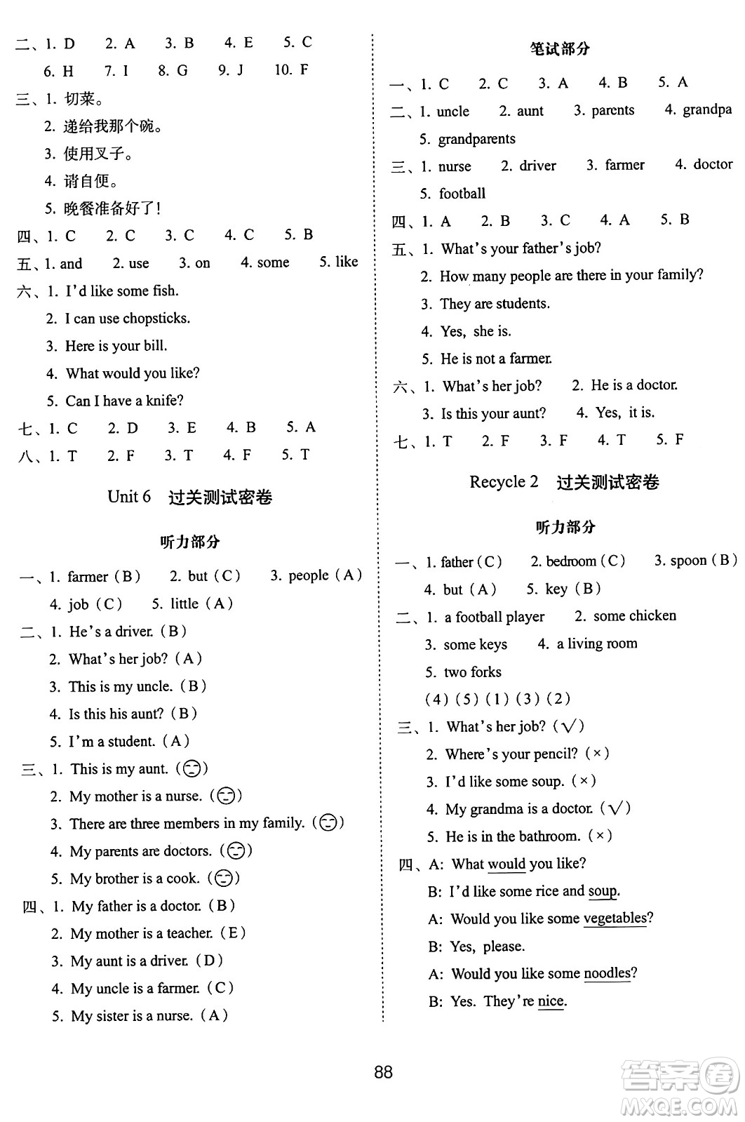 長春出版社2024年秋68所期末沖刺100分完全試卷四年級(jí)英語上冊人教PEP版三起點(diǎn)答案