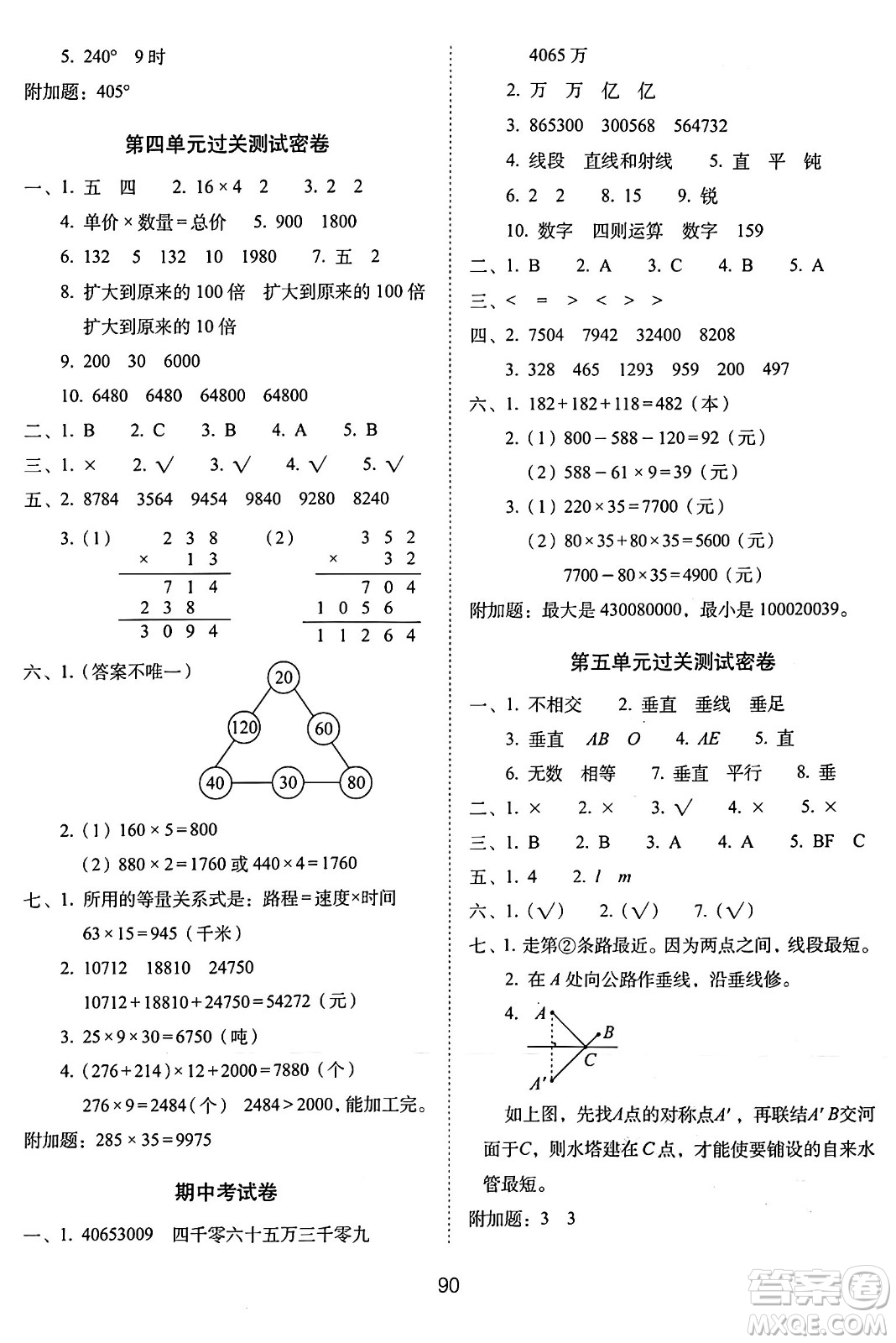 長(zhǎng)春出版社2024年秋68所期末沖刺100分完全試卷四年級(jí)數(shù)學(xué)上冊(cè)西師大版答案