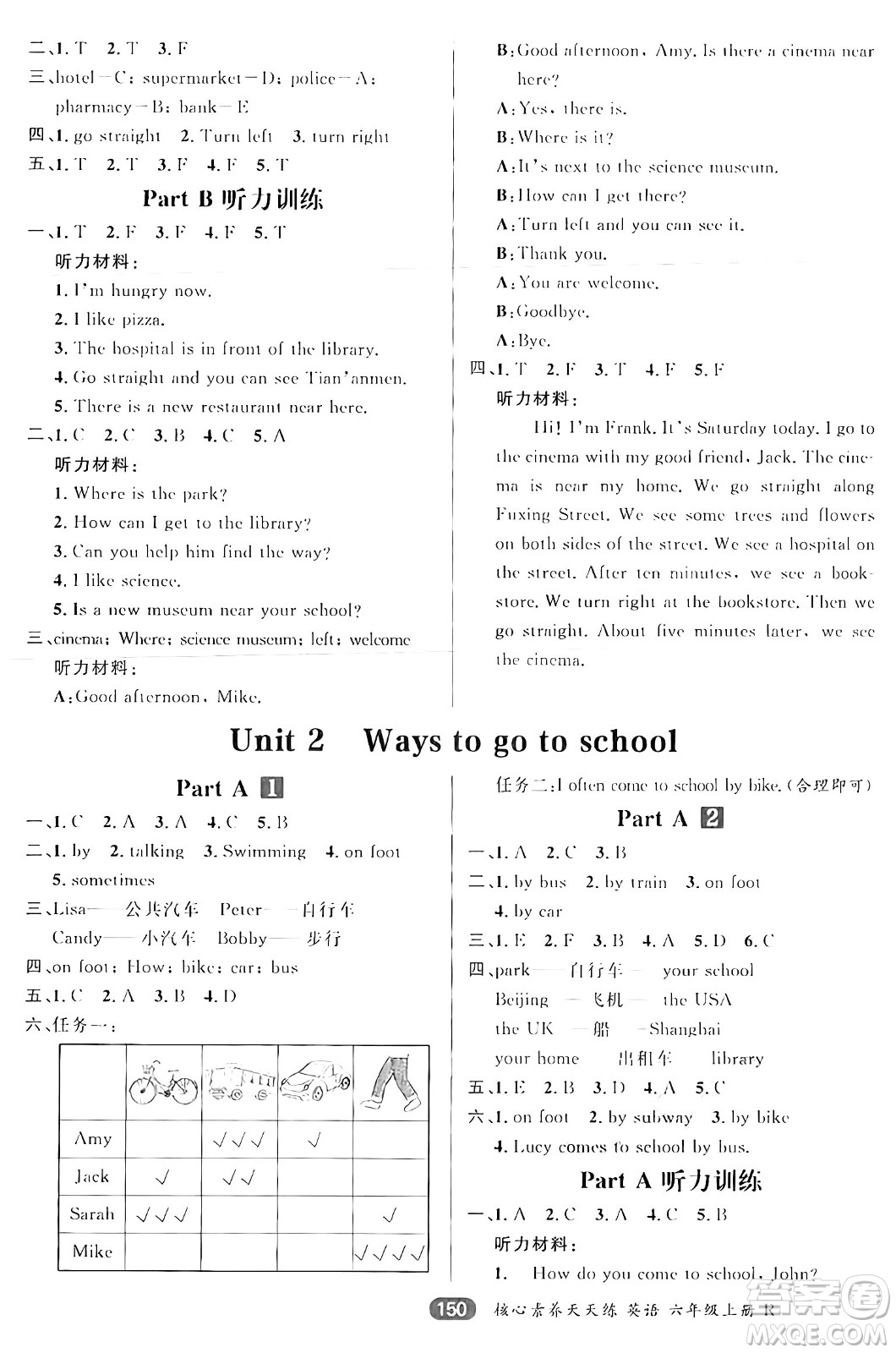 南方出版社2024秋學緣教育核心素養(yǎng)天天練六年級英語上冊人教版答案