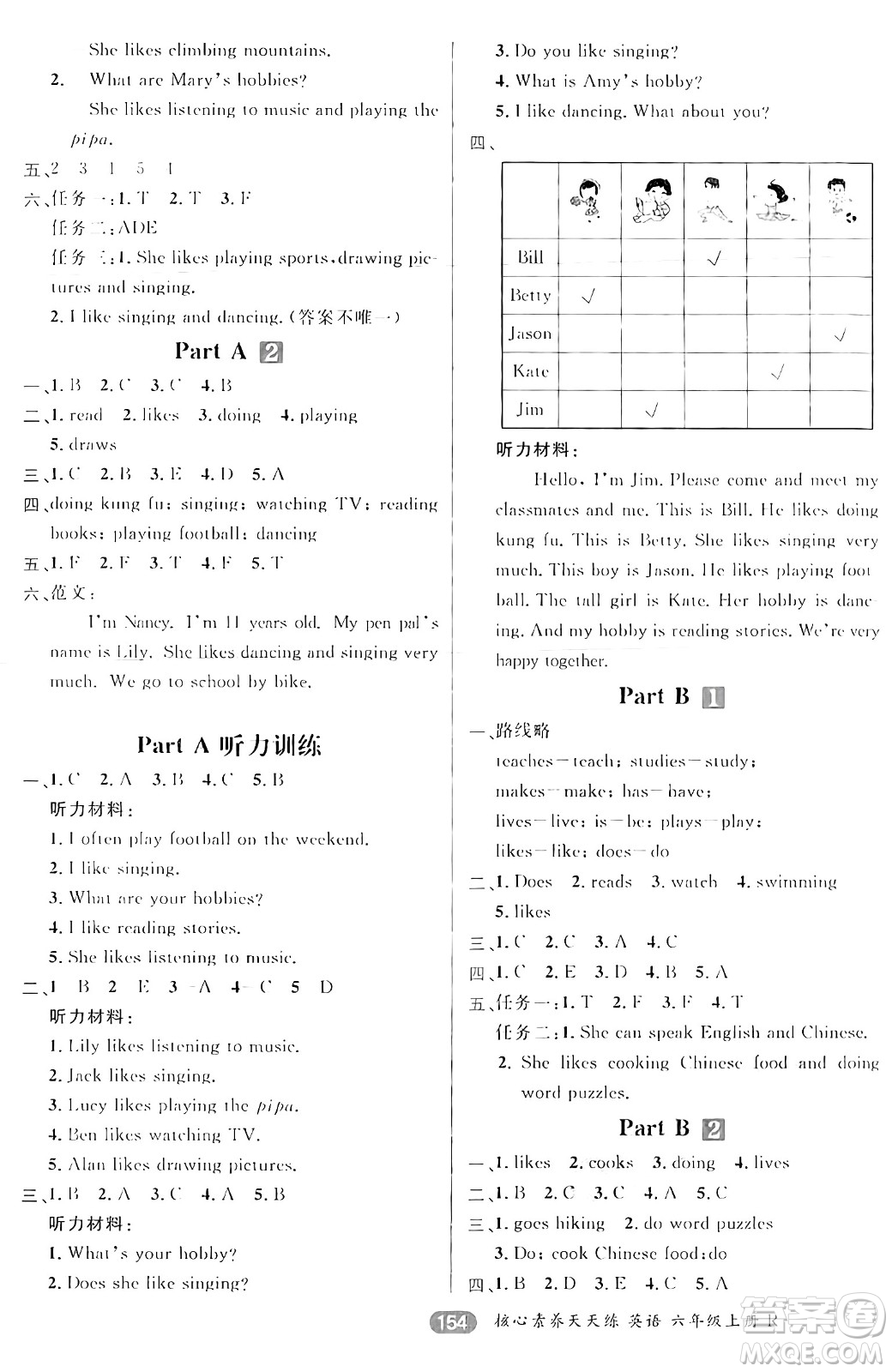 南方出版社2024秋學緣教育核心素養(yǎng)天天練六年級英語上冊人教版答案