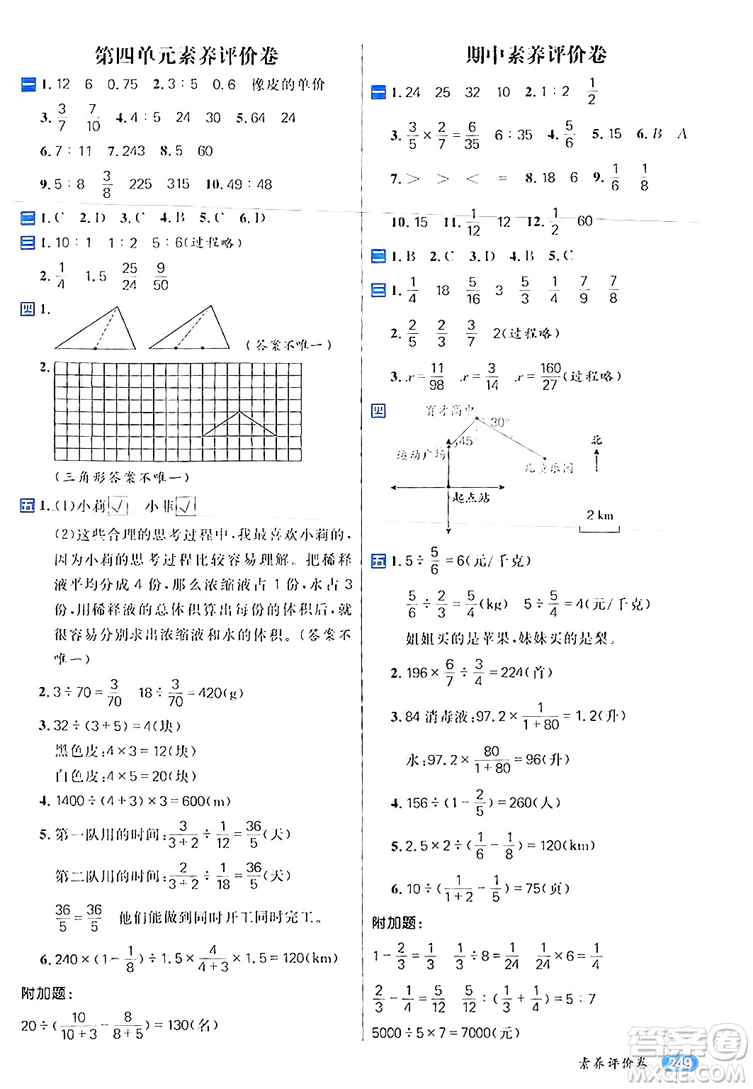 南方出版社2024秋學(xué)緣教育核心素養(yǎng)天天練六年級數(shù)學(xué)上冊人教版答案