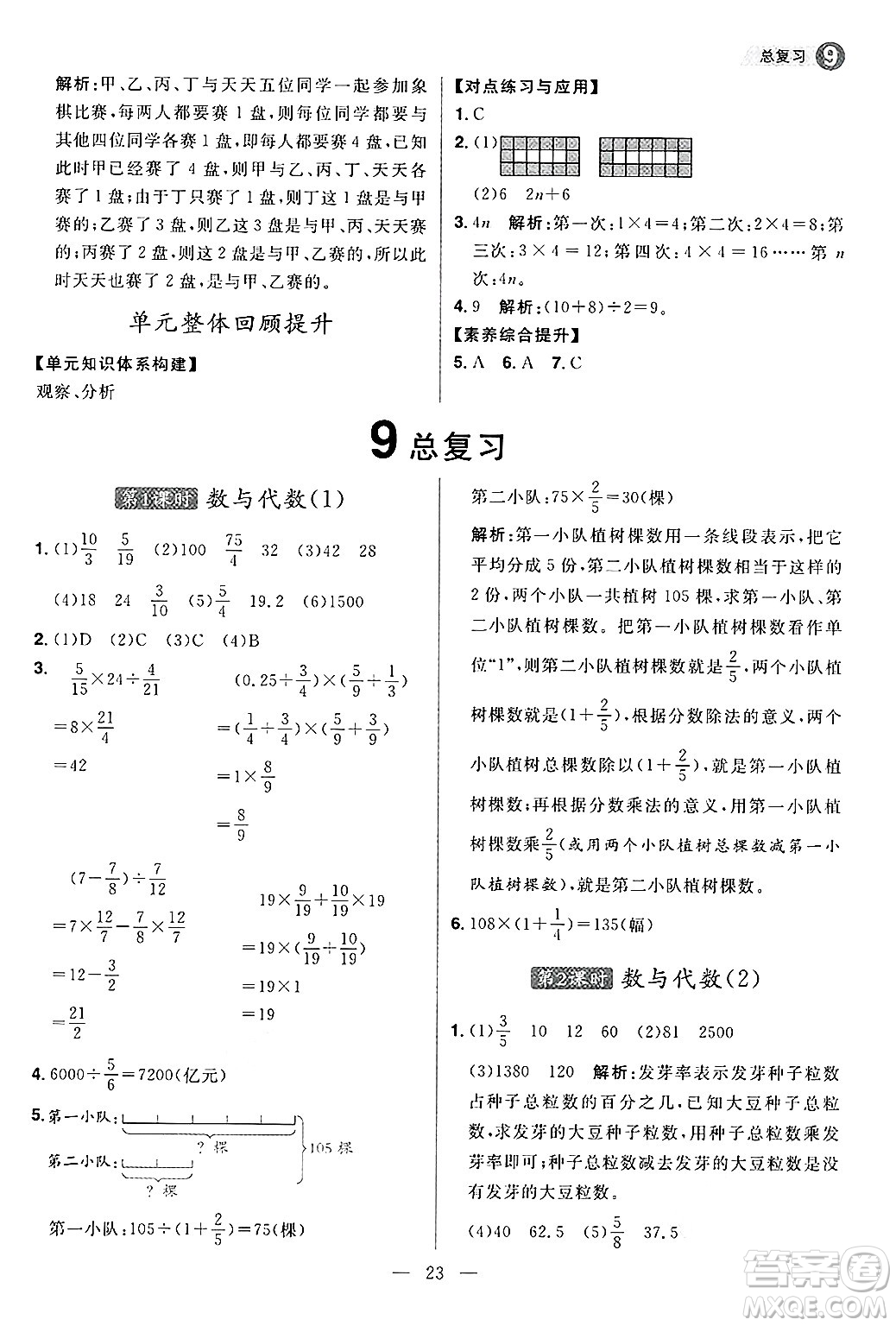 南方出版社2024秋學(xué)緣教育核心素養(yǎng)天天練六年級數(shù)學(xué)上冊人教版福建專版答案