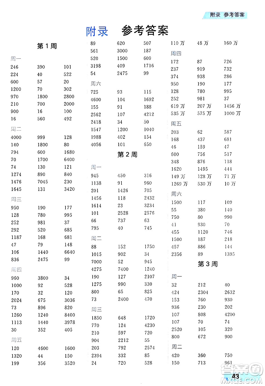 南方出版社2024秋學(xué)緣教育核心素養(yǎng)天天練四年級(jí)數(shù)學(xué)上冊(cè)人教版福建專版答案