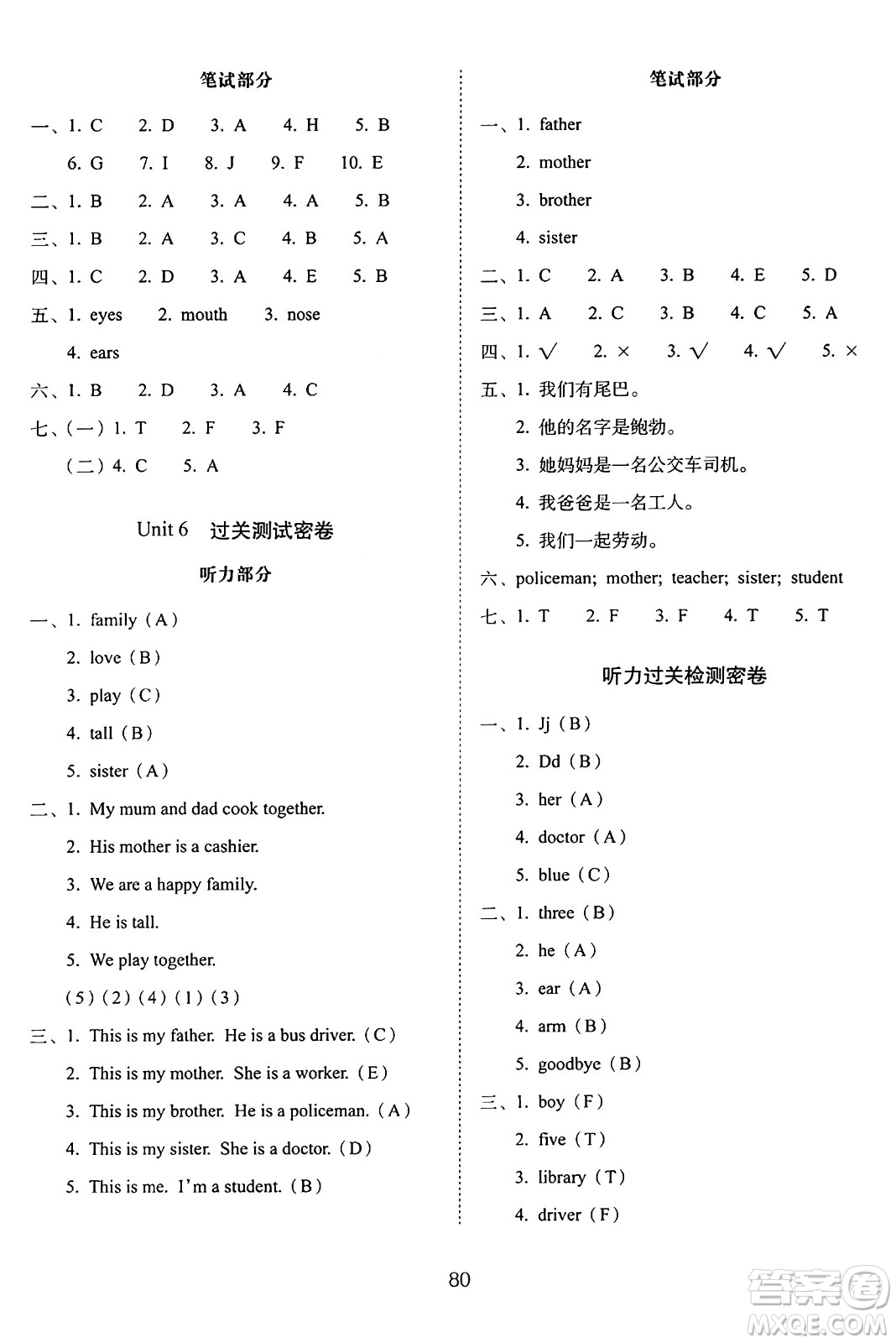 長春出版社2024年秋68所期末沖刺100分完全試卷三年級英語上冊冀教版答案