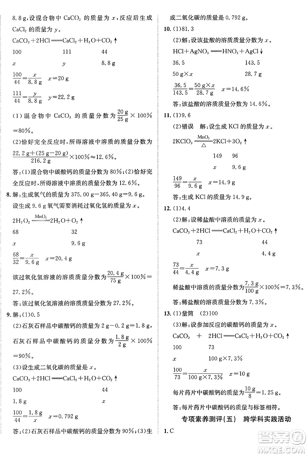 新疆青少年出版社2025年秋神龍教育期末考向標(biāo)全程跟蹤突破測試卷九年級化學(xué)全一冊魯教版答案