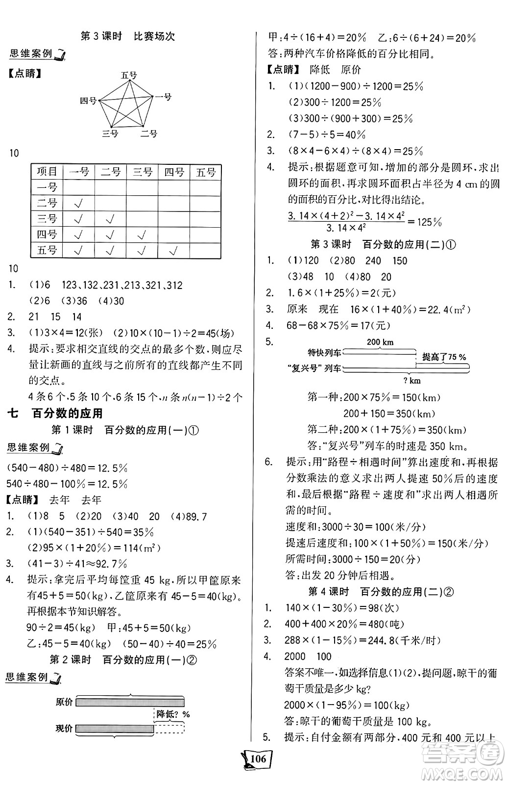 未來出版社2024年秋世紀金榜金榜小博士課時提優(yōu)作業(yè)六年級數(shù)學上冊北師大版答案