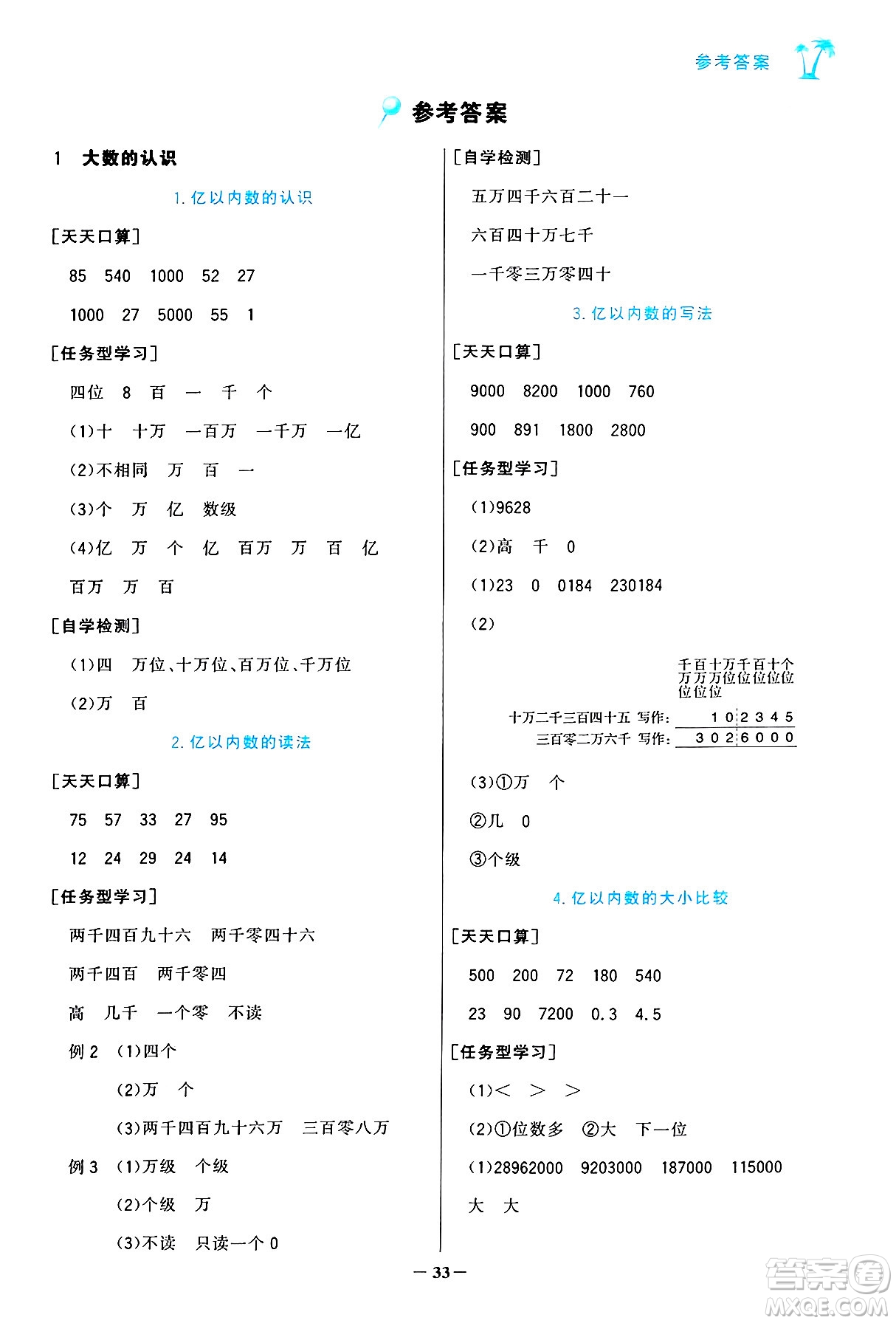 遼寧少年兒童出版社2024年秋世紀(jì)金榜金榜小博士課時(shí)提優(yōu)作業(yè)四年級數(shù)學(xué)上冊人教版答案