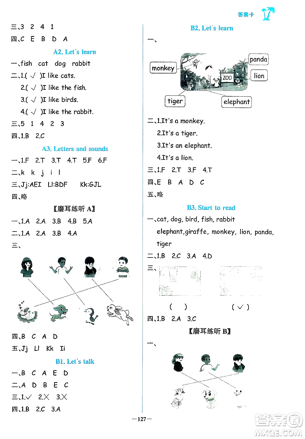 遼寧少年兒童出版社2024年秋世紀金榜金榜小博士課時提優(yōu)作業(yè)三年級英語上冊通用版三起點答案