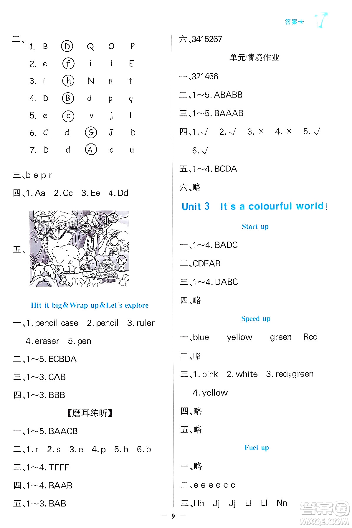 遼寧少年兒童出版社2024年秋世紀(jì)金榜金榜小博士課時(shí)提優(yōu)作業(yè)三年級(jí)英語(yǔ)上冊(cè)外研版三起點(diǎn)答案