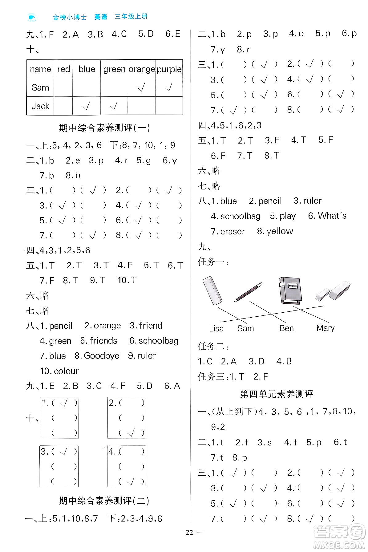 遼寧少年兒童出版社2024年秋世紀(jì)金榜金榜小博士課時(shí)提優(yōu)作業(yè)三年級(jí)英語(yǔ)上冊(cè)外研版三起點(diǎn)答案