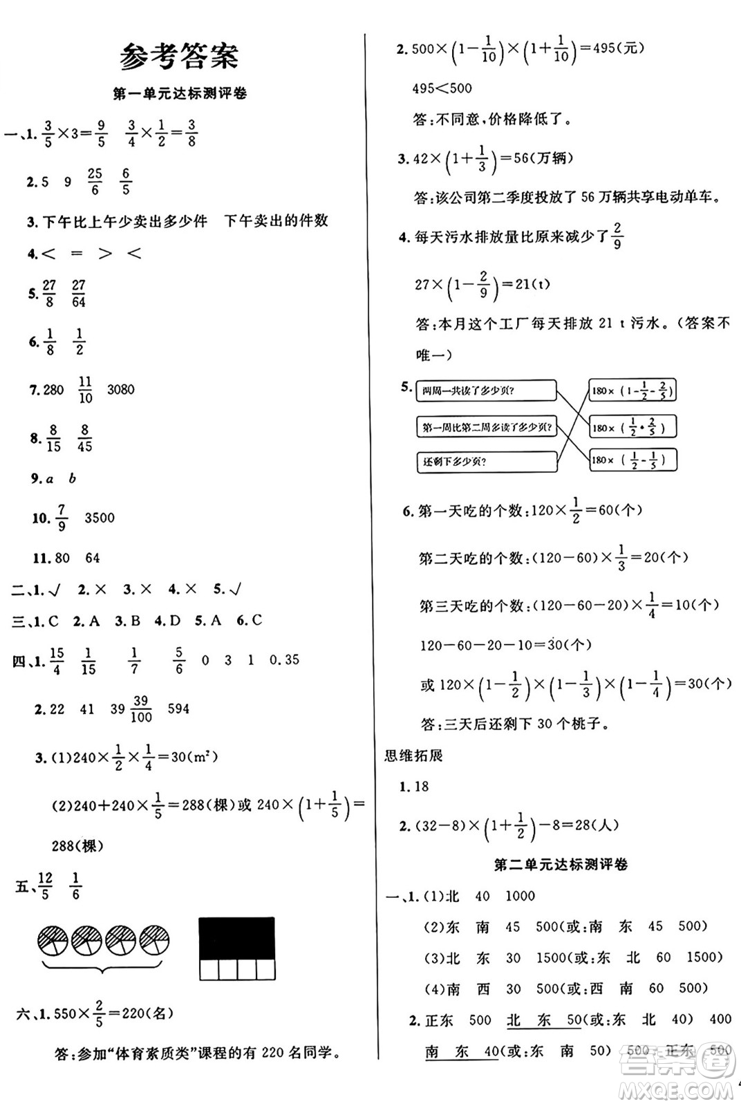 江蘇鳳凰美術(shù)出版社2024年秋廣文圖書黃岡小博士沖刺100分六年級(jí)數(shù)學(xué)上冊(cè)人教版答案