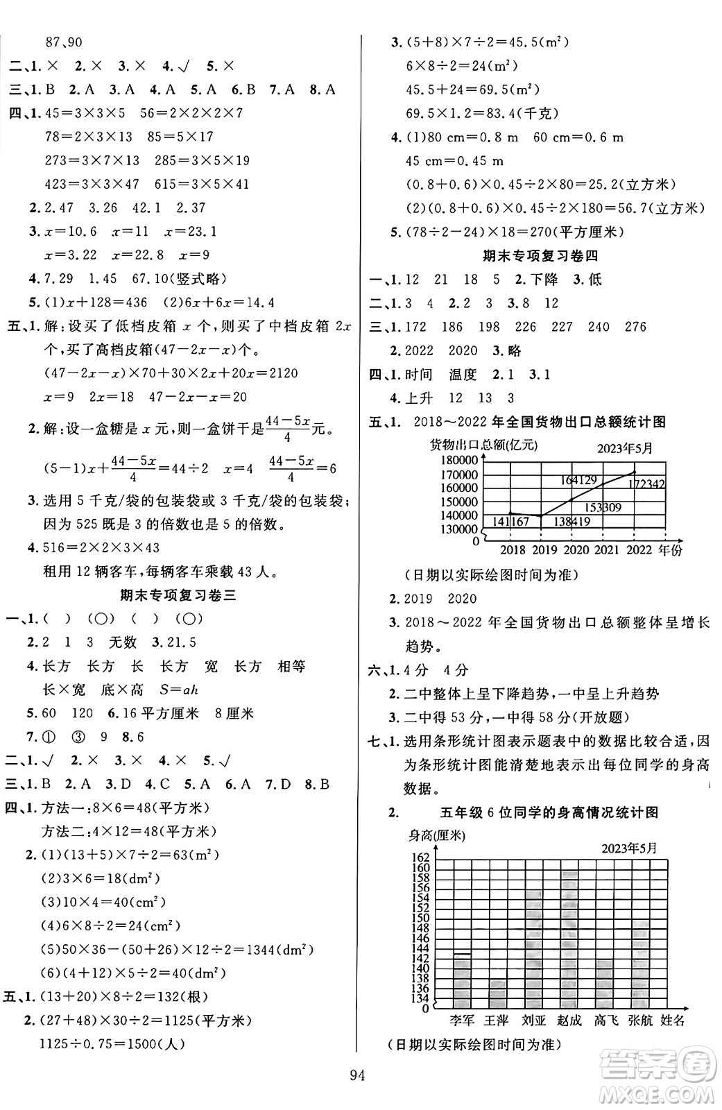 江蘇鳳凰美術(shù)出版社2024年秋廣文圖書黃岡小博士沖刺100分五年級數(shù)學(xué)上冊青島版山東專版答案