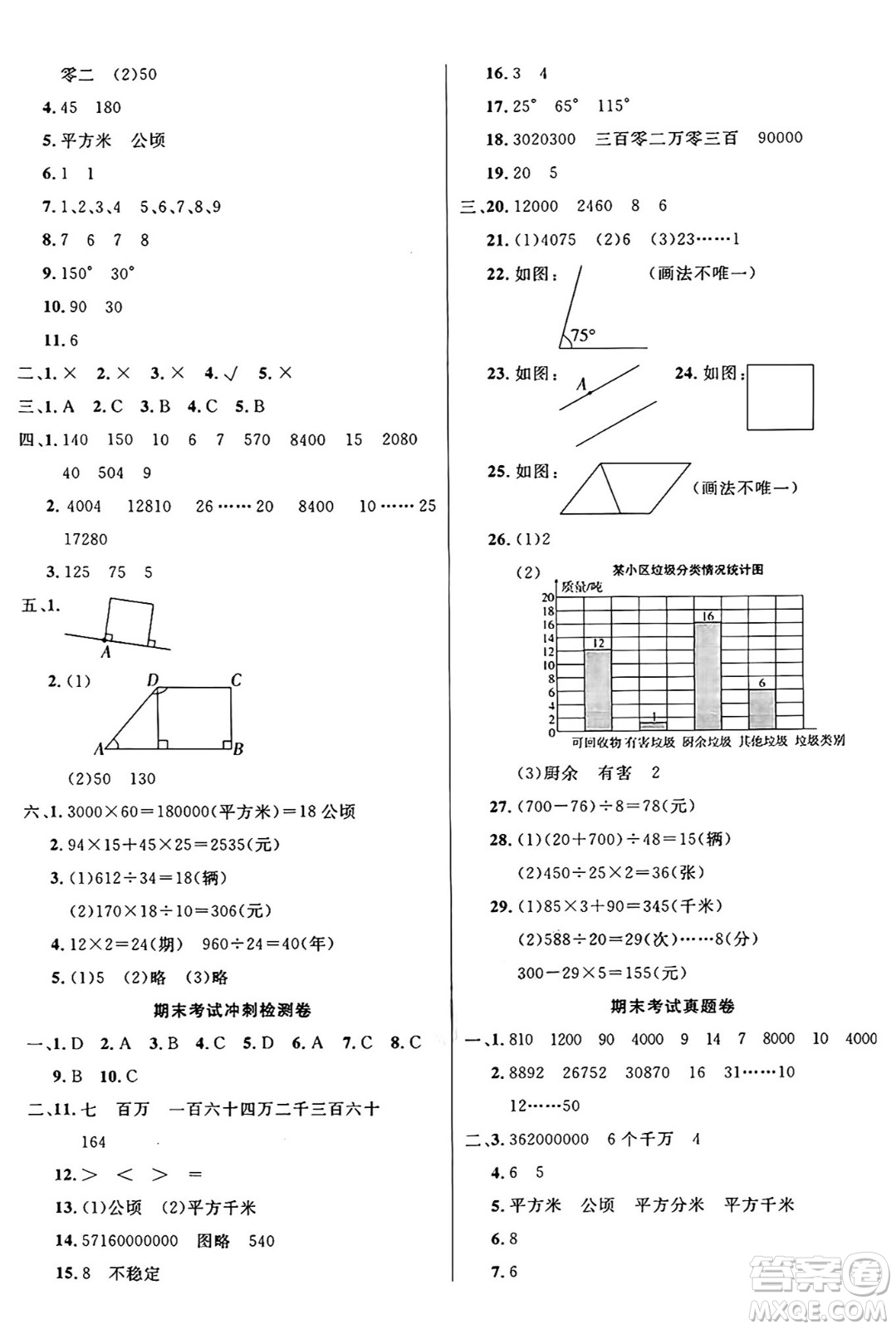 江蘇鳳凰美術(shù)出版社2024年秋廣文圖書黃岡小博士沖刺100分四年級(jí)數(shù)學(xué)上冊(cè)人教版答案