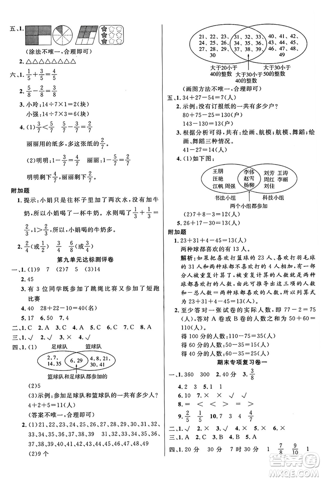 江蘇鳳凰美術(shù)出版社2024年秋廣文圖書黃岡小博士沖刺100分三年級(jí)數(shù)學(xué)上冊(cè)人教版答案