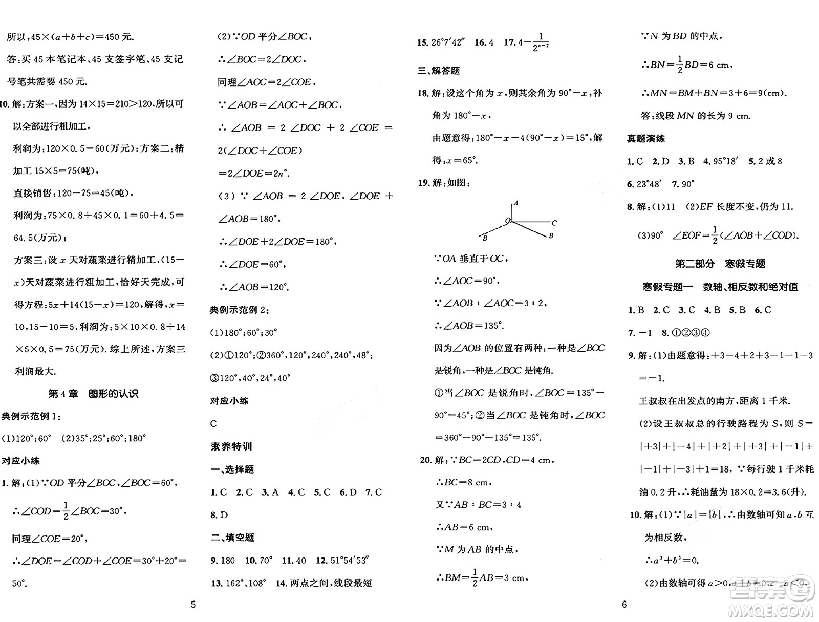 長(zhǎng)江出版社2025年鑫浪傳媒給力100寒假作業(yè)七年級(jí)數(shù)學(xué)湘教版答案