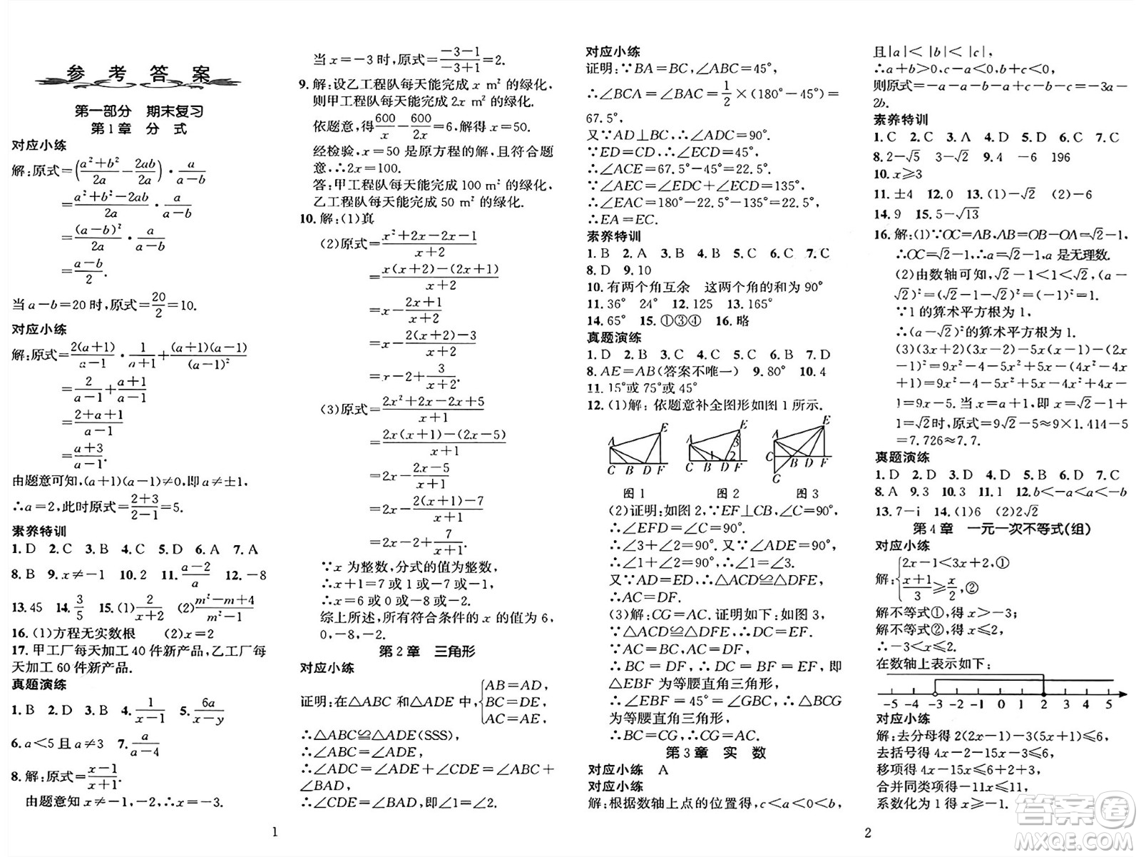 長(zhǎng)江出版社2025年鑫浪傳媒給力100寒假作業(yè)八年級(jí)數(shù)學(xué)湘教版答案