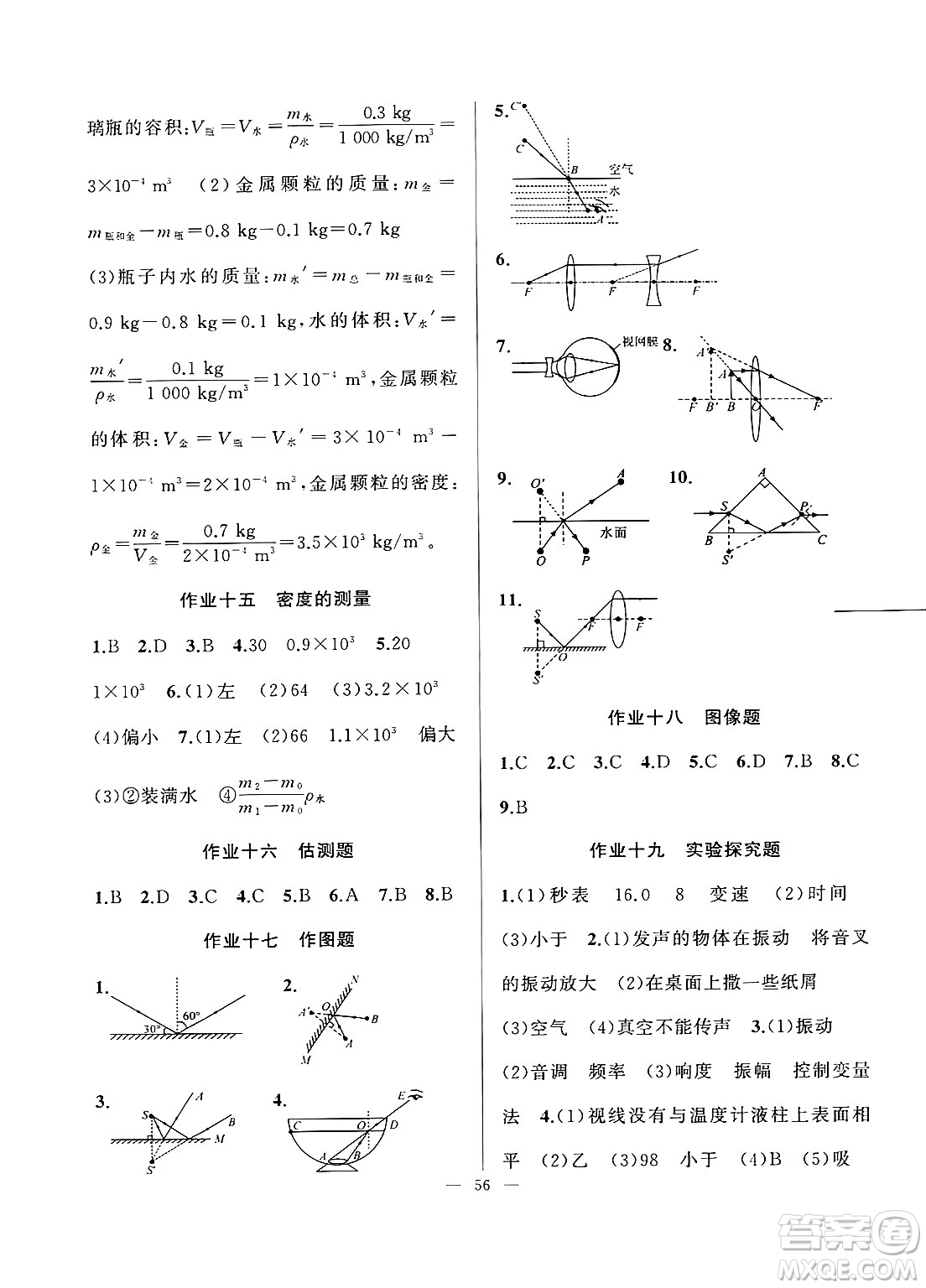 新疆青少年出版社2025年高效課堂系列寒假作業(yè)八年級物理通用版答案