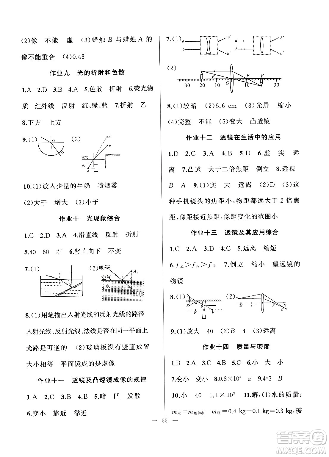 新疆青少年出版社2025年高效課堂系列寒假作業(yè)八年級物理通用版答案