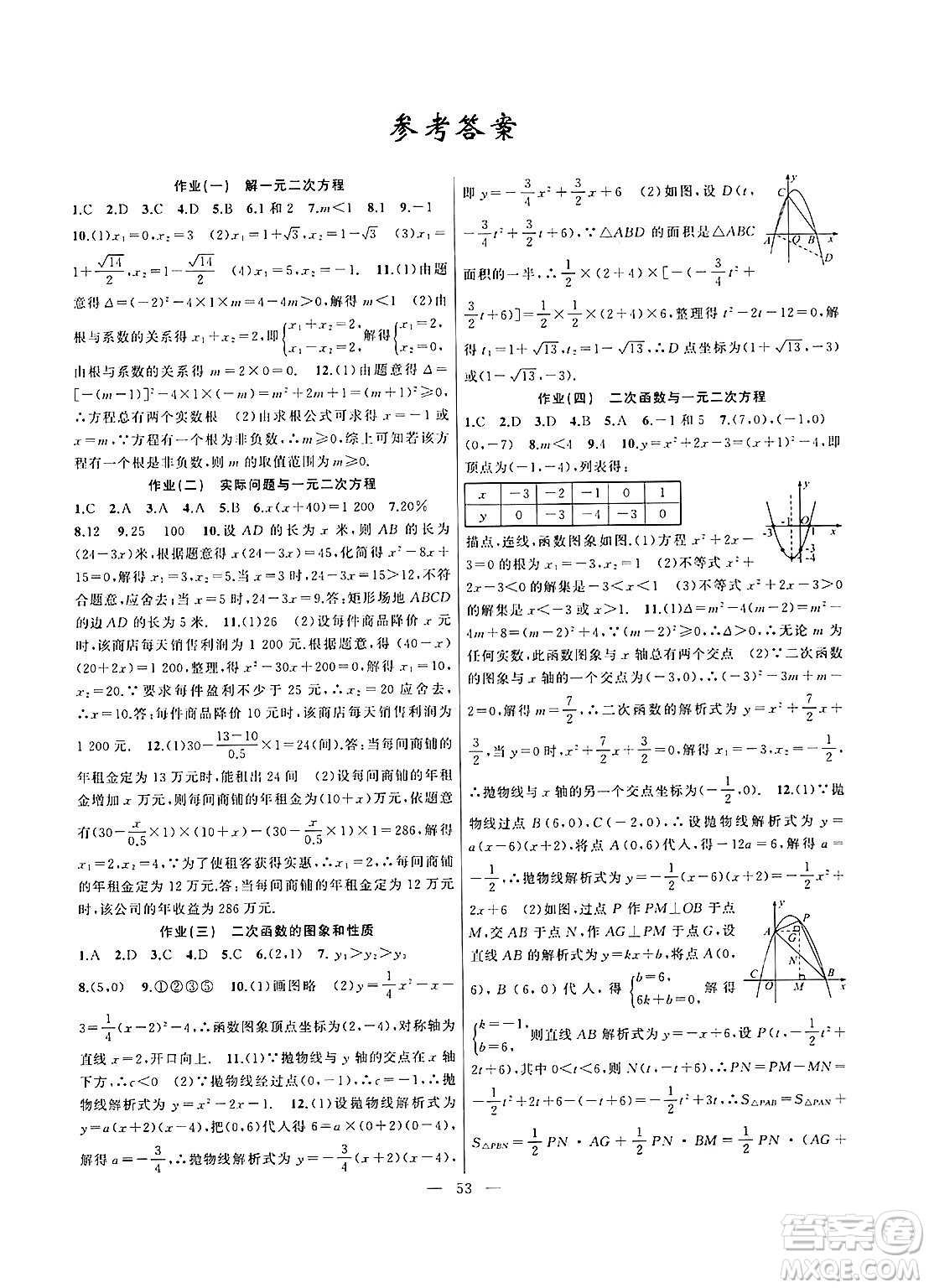 新疆青少年出版社2025年高效課堂系列寒假作業(yè)九年級數(shù)學(xué)通用版答案