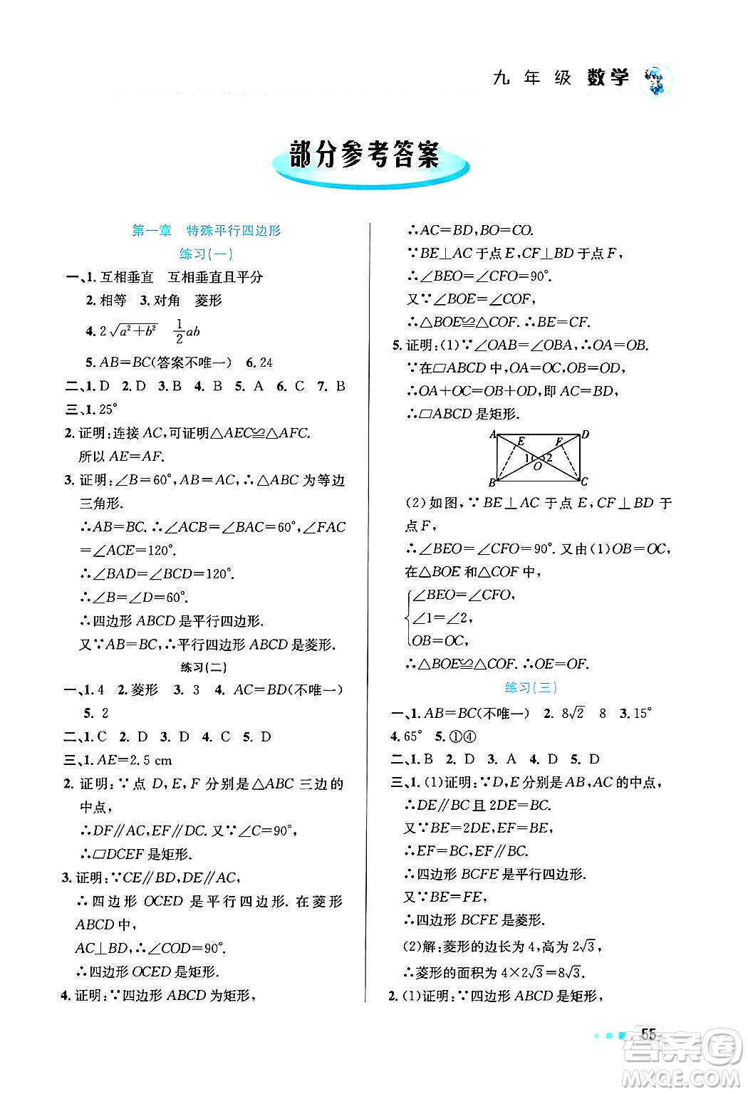 北京教育出版社2025年寒假作業(yè)九年級數(shù)學(xué)通用版答案