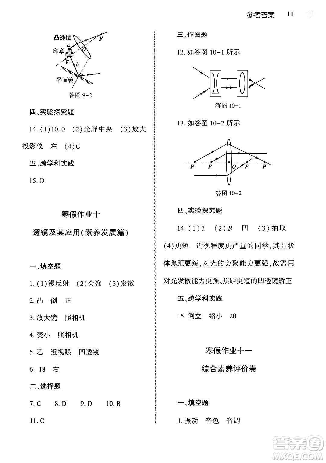 大象出版社2025年寒假作業(yè)本八年級物理北師大版答案